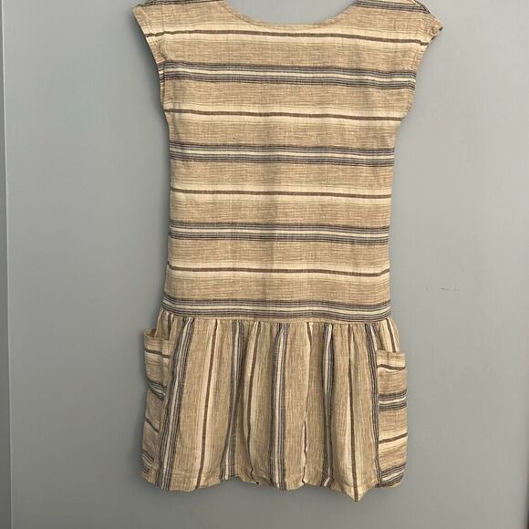 Patagonia Kids Lg Dress Tarkine Stripe Marrow Grey Organic Cotton - Picture 1 of 9